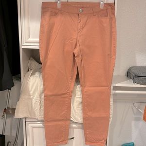 -High Rise Skinny Ankle Pant-Size 16- Pink Salmon Color
